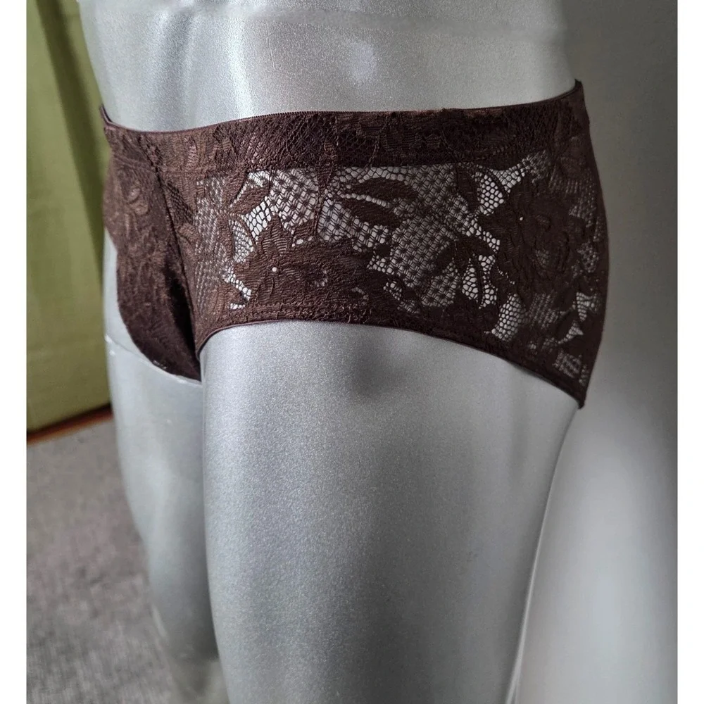 Cosabella Never Say Never‎ Men's Floral Lace Briefs Brown Low Rise Underwear